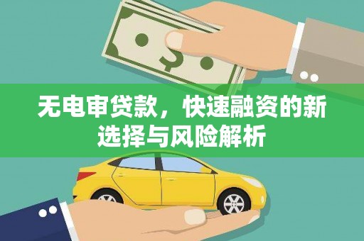 邹平无电审贷款，快速融资的新选择与风险解析