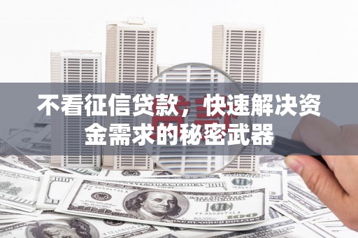 邹平不看征信贷款，快速解决资金需求的秘密武器