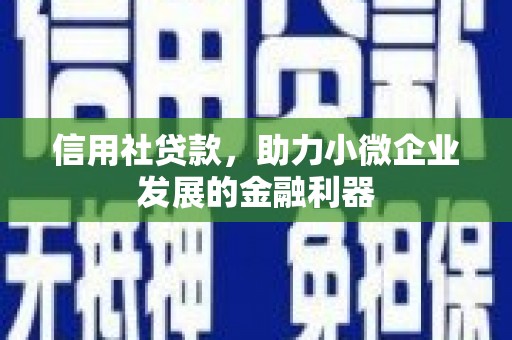 邹平信用社贷款，助力小微企业发展的金融利器